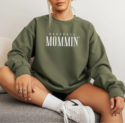 Baseball Mommin' Embroidered Sweatshirt
