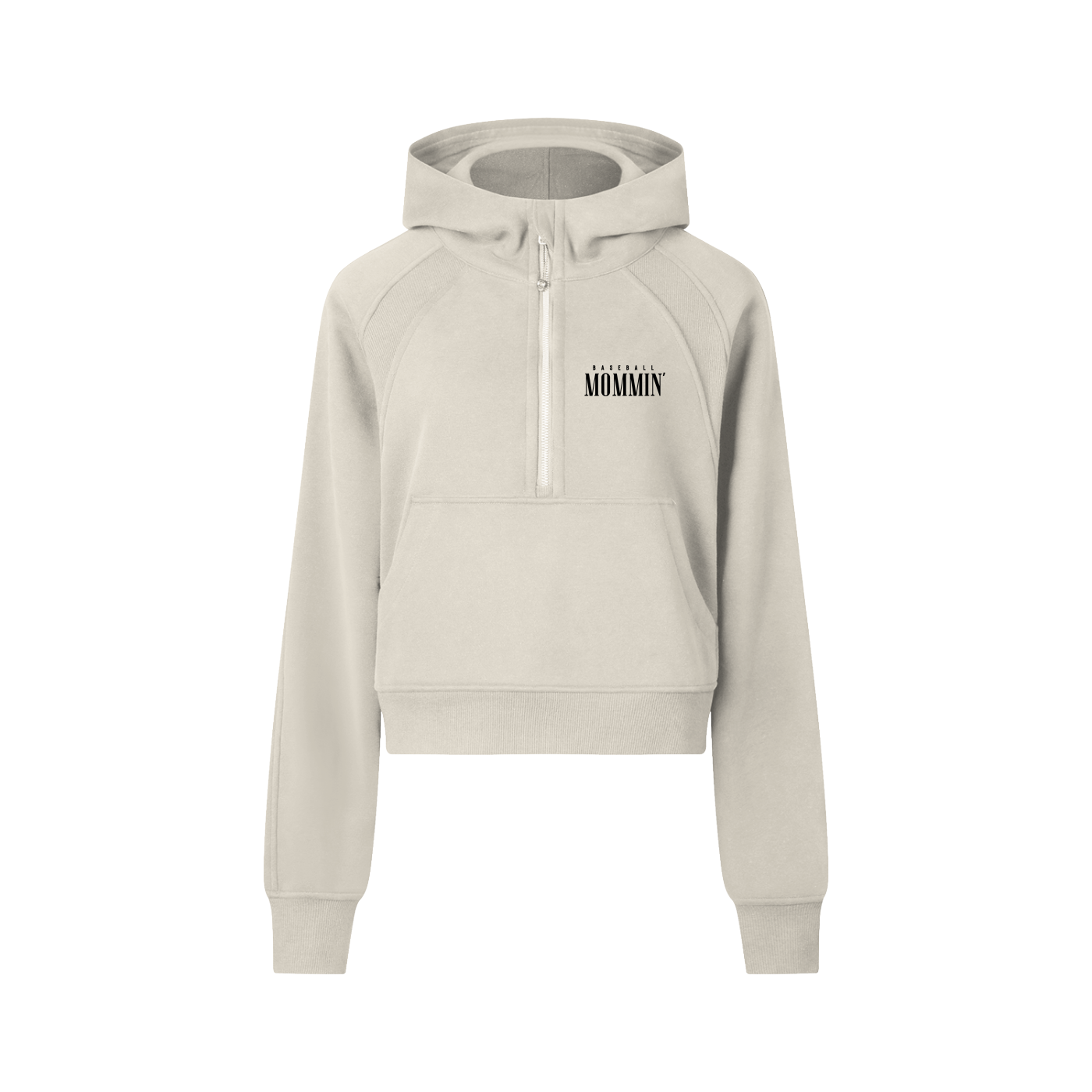 Baseball Mommin' Cropped Half-Zip Hoodie