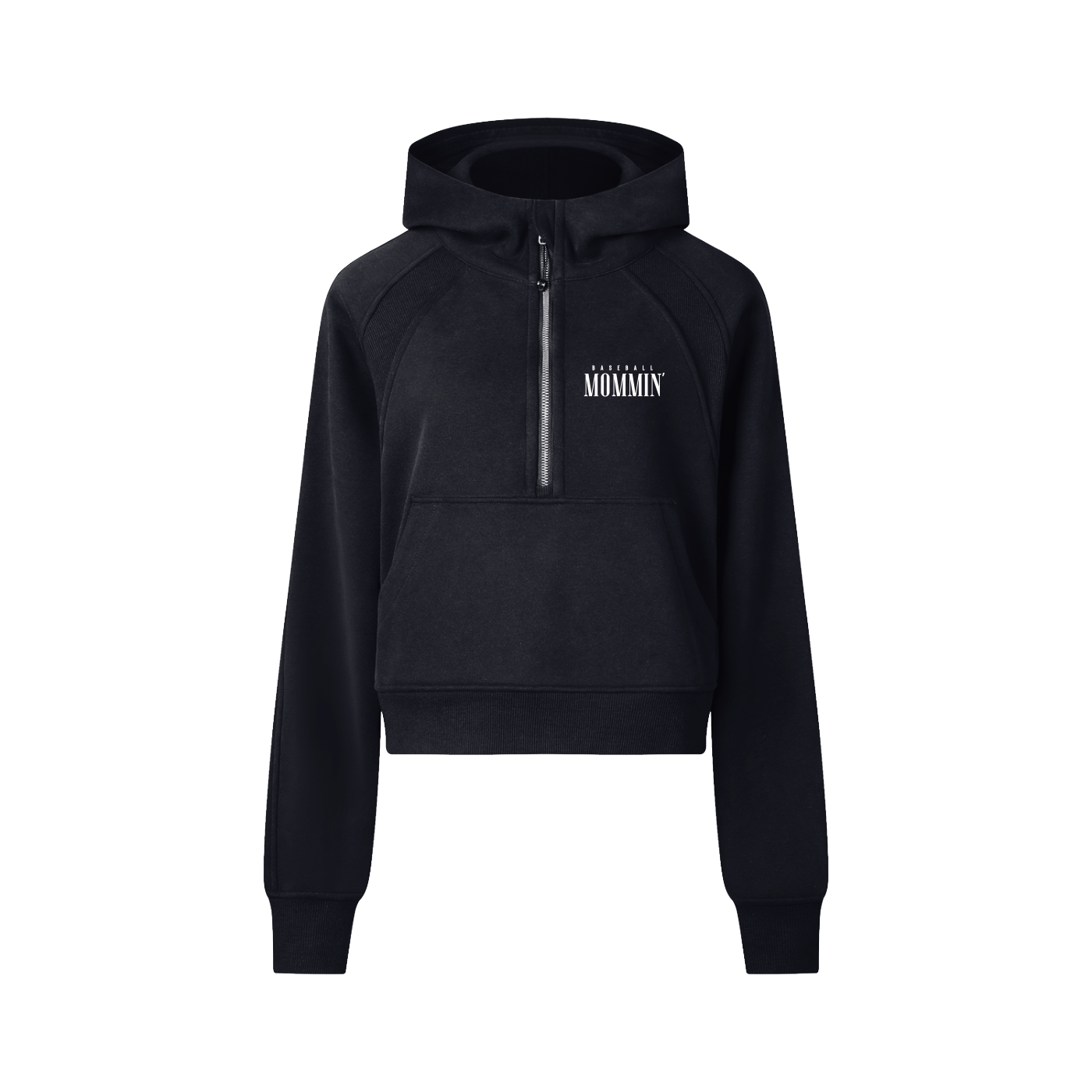 Baseball Mommin' Cropped Half-Zip Hoodie