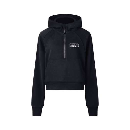 Baseball Mommin' Cropped Half-Zip Hoodie