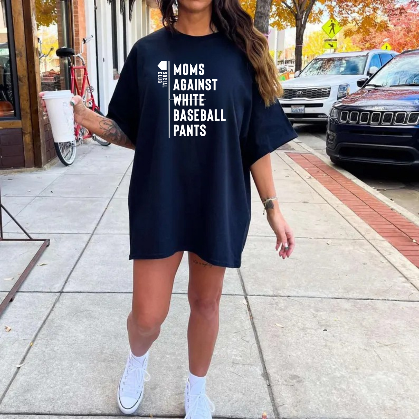 Moms Against White Baseball Pants Tee